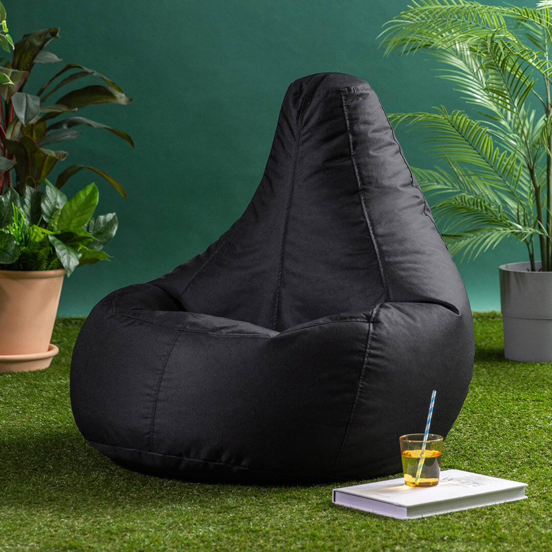 icon Dalton High Back Adult Gaming Indoor Outdoor Bean Bag Chair, Black Black Medium