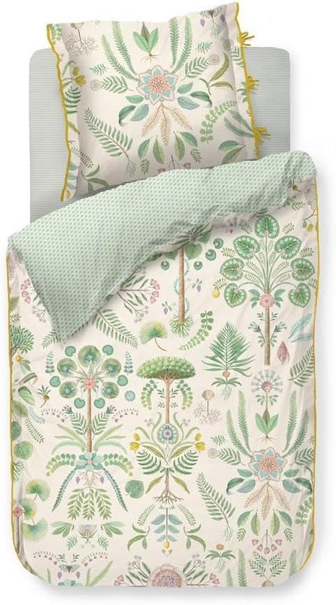 Bamboleo Luxe Katoenen Kussenhoes met Botanische Print, 80x80 cm