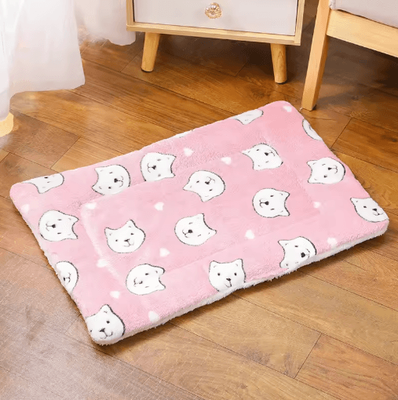 Inspire Picks Cloud Nest Thickened Flannel Pet Sleeping Mat Warm Cushion For Cats & Small Dogs pink Bear xxxl 89x68cm