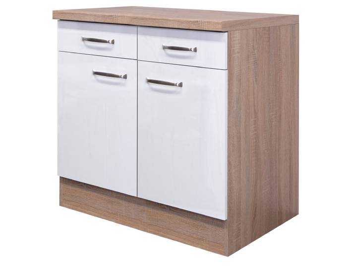 Küchen Unterschrank LUKE 80 cm Eiche/ weiß