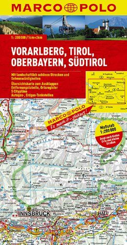 MARCO POLO Karte Vorarlberg, Tirol, Oberbayern, Südtirol 1:200.000 - Preis vom 18.10.2026 19:22:15 h
