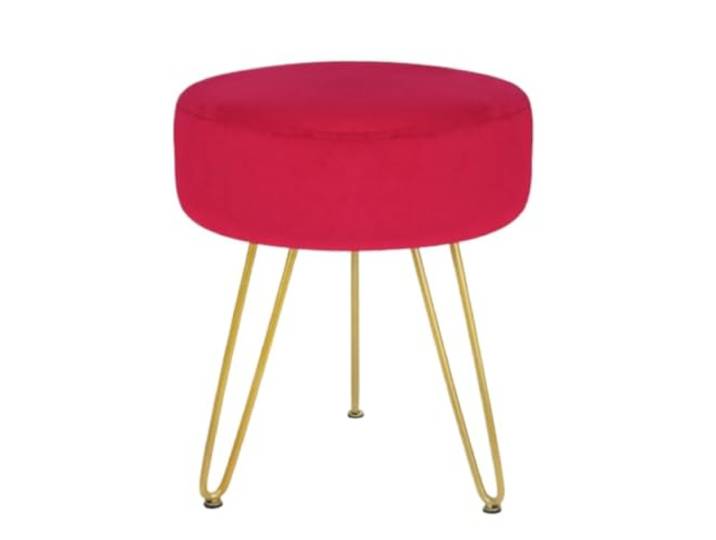 DANNMPX Sitzhocker Wohnzimmer 1Pcs Moderne Hause Fußstütze Runde Fußhocker Samt Zusätzliche Sitzplätze(Rood)