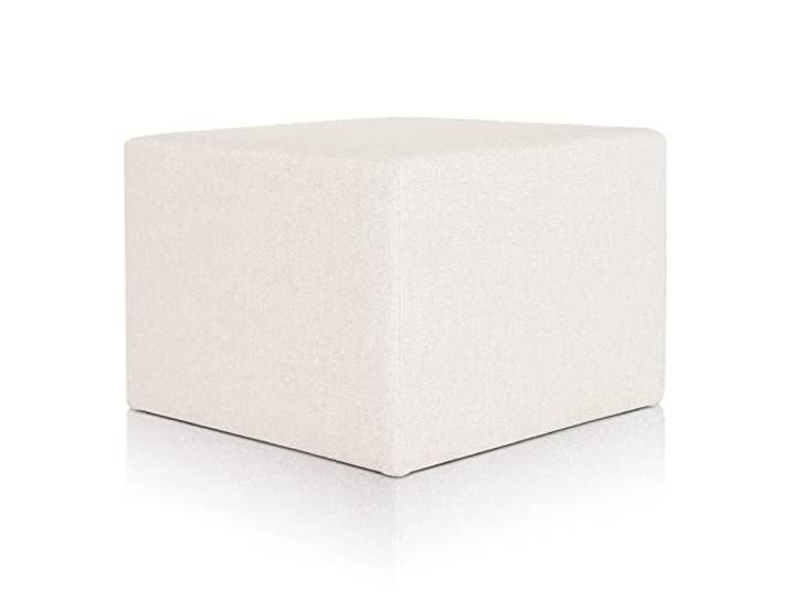 Deshome Pouf hocker Fußstütze 63x63x44 cm Wasserabweisender Stoff: Modernes Design Pouf für Sofa Wohnzimmer Schlafzimmer, Puff hocker, Pouffe Minerva Cremeweiße