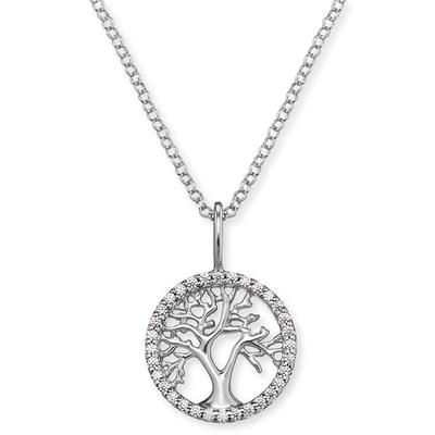 Kette mit Anhänger ENGELSRUFER "Kette Lebensbaum", silber (silberfarben), Halsketten, Damen, Silber 925 (Sterlingsilber), L: 44, mit Zirkonia (synth.)