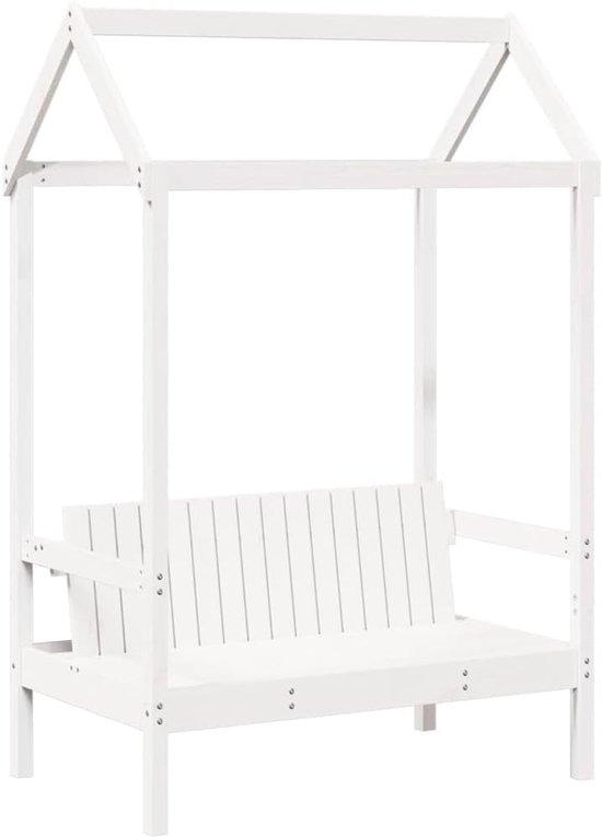 Famanu Holzbank Sitzgelegenheit - Eingangsbereich mit Dachdesign - 117 cm breit - Weiß
