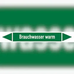 Rohrleitungskennzeichnung, "Brauchwasser warm" - 187x26 mm Folie selbstklebend