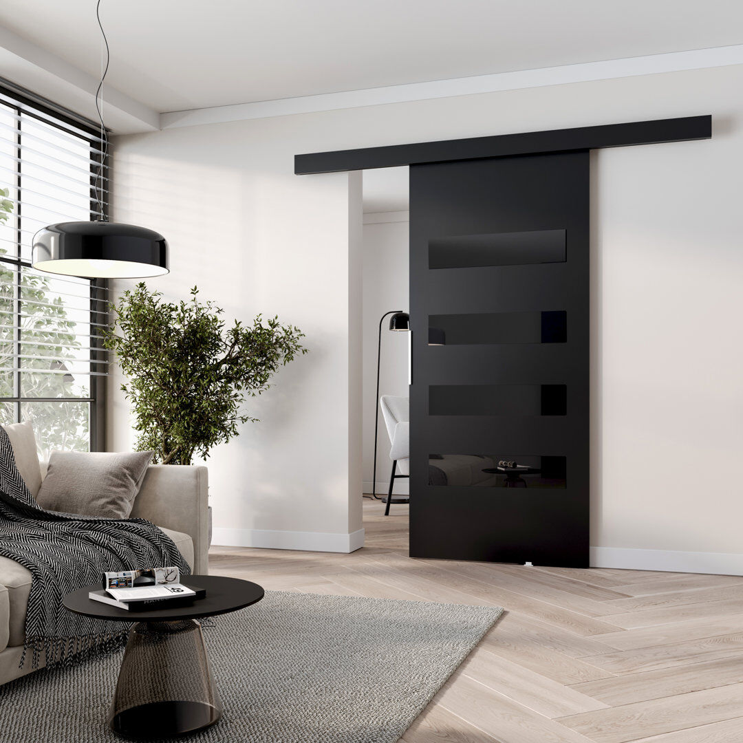 MINIO go for it Sliding Door Prim F, Interior Door Black 76cm x 205cm