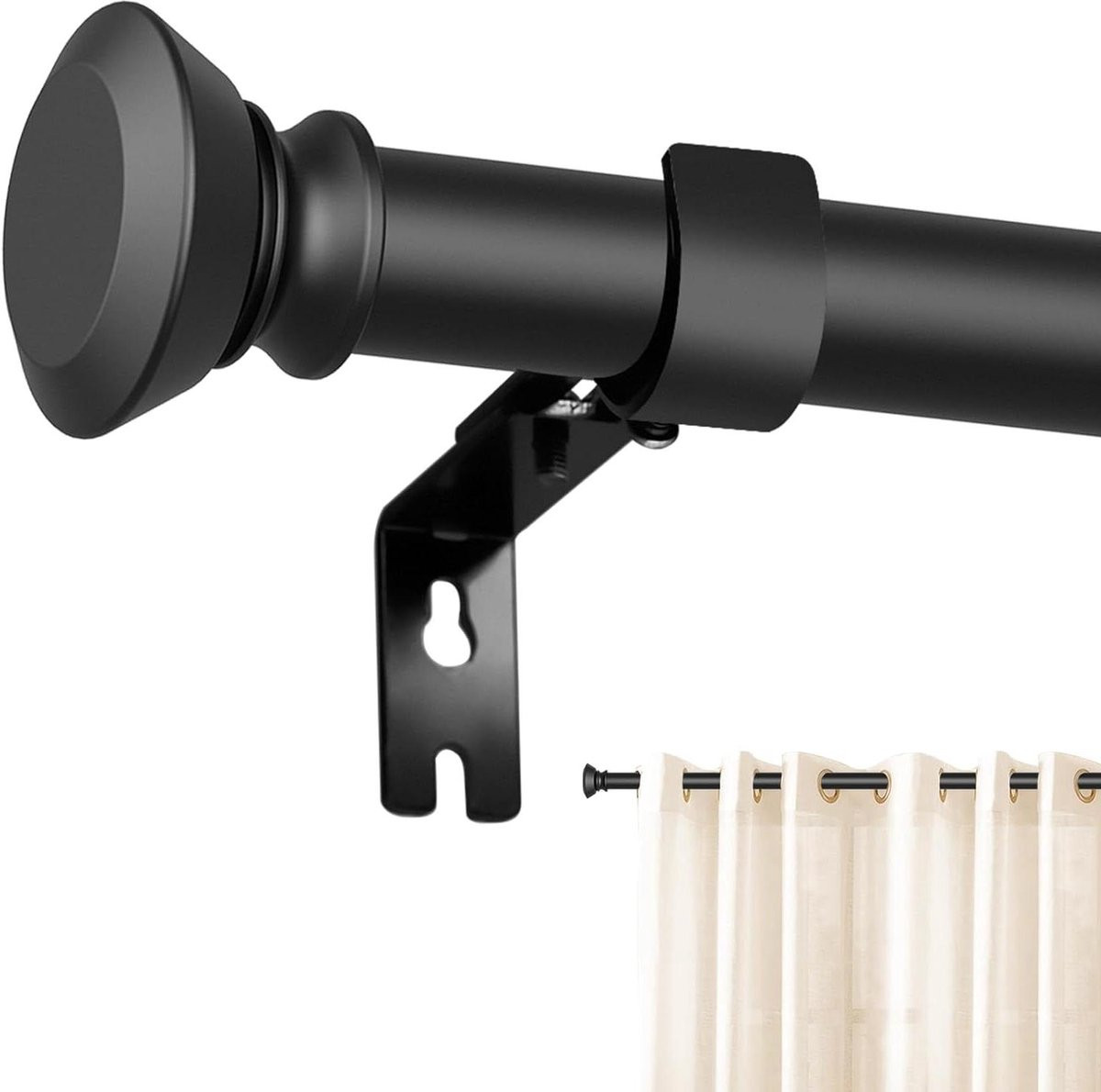 Verstelbare Gordijnroede Set Mat Zwart 150-300 cm