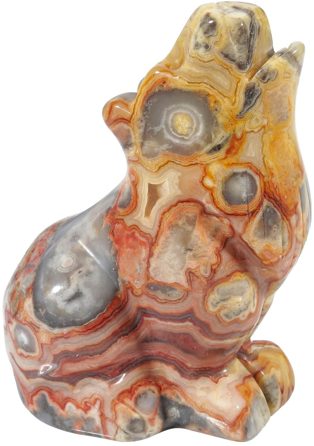 Handgemaakt Wolf Beeld van Natuurlijke Crazy Agate