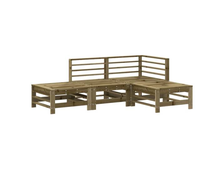 vidaXL Garten-Lounge-Set 4-teilig Kiefernholz Imprägniert, Braun, Holz, Rechteckig, Gartenmöbel, Gartengarnituren, Gartenmöbel-Sets