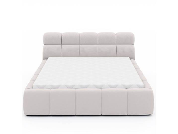 Lit coffre 160x200 cm JULIA effet bubble tissu blanc