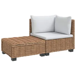 vidaXL 2 Stk. Rattan-Lounge-Set mit Kissen GENDT Naturrattan Natur