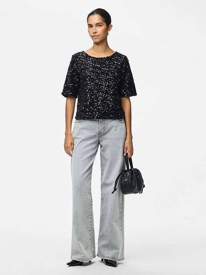 Pieces Top "Kam" in Schwarz - XS