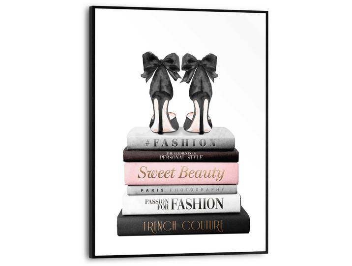 Poster REINDERS Fashion Bücher , schwarz (farbe bild(er): schwarz), B:30cm H:40cm T:1,6cm, MDF, Bilder, Poster