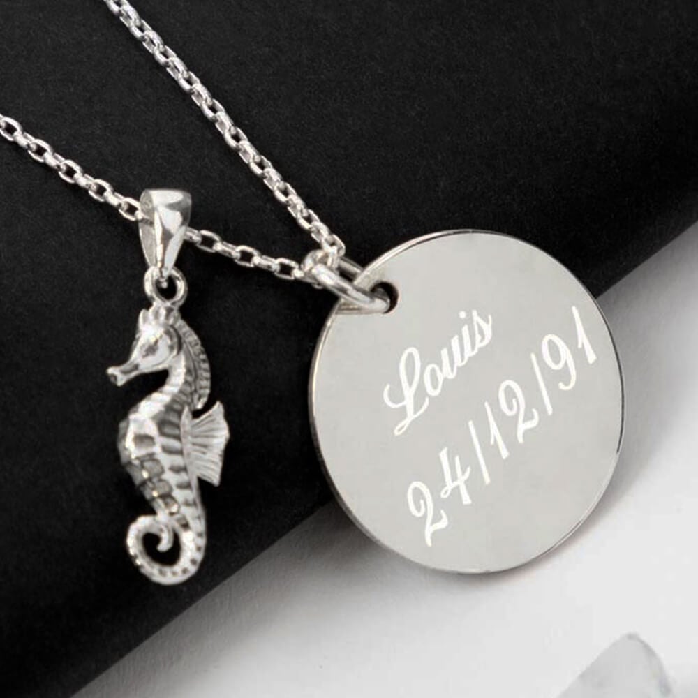 Ocadeau Pendentif hippocampe gravé