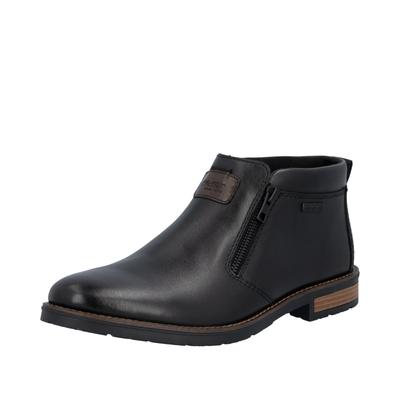 Stiefelette RIEKER, Herren, Gr. 40, schwarz, Glattleder, Schuhe Stiefelette, Reißverschluss-Stiefelette mit riekerTEX Ausstattung, schmale Form