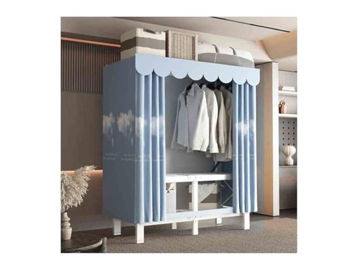 LigedamaiEU Tragbarer Schrank, Kleiderschrank, Kleiderständer mit Abdeckung, Kleidung Stahlrohrrahmen und Stoffbezug(Color 1)