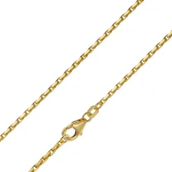 trendor 21012 Halskette 925 Silber Vergoldet Diamantierte Ankerkette 1,75 mm, 45 cm