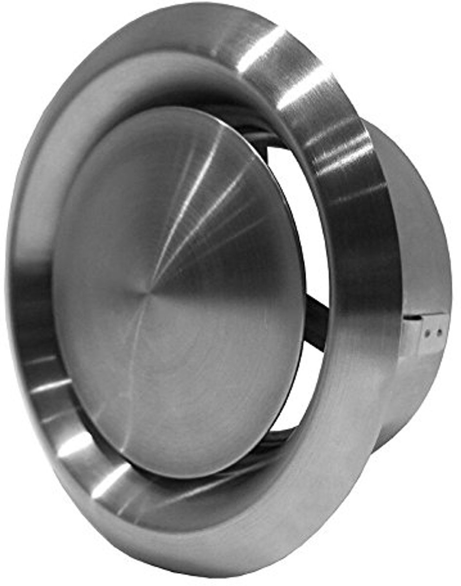 LTPRTZ Aluminium Ventilatieventiel met Verstelbare Schijfklep, Zilver/Wit, Ø 80mm