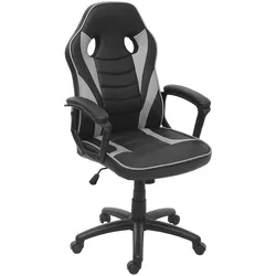 Bürostuhl MCW-F59, Schreibtischstuhl Drehstuhl Racing-Chair Gaming-Chair, Kunstleder ~ schwarz/grau