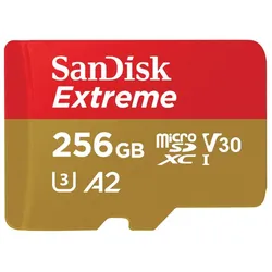 Sandisk 256 GB MicroSDXC Extreme 190MB/130MB card only - Extended Capacity SD (MicroSDHC (256 GB, microSDXC, U1, UHS-I), Speicherkarte, Schwarz