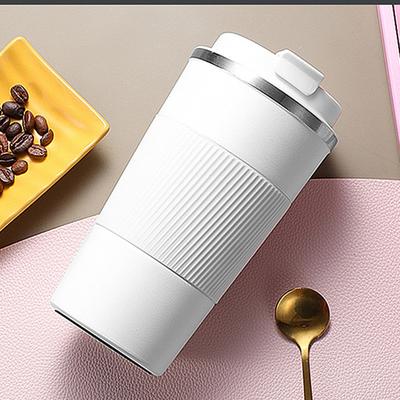 Multicon Wholesale Hub Insulated Coffee Thermos Mug, Double Stainless Steel, Leak Proof, Non Slip Car Vacuum Flask, Travel Thermal Cup white