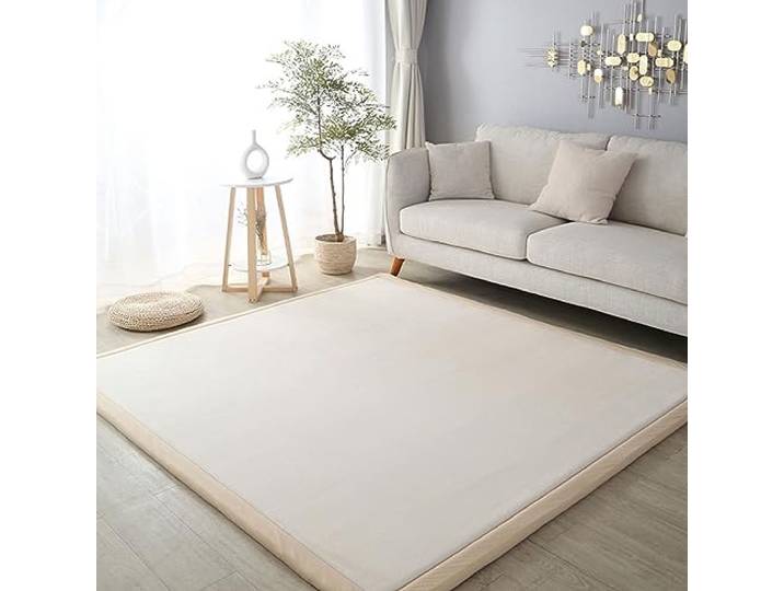 Dmkjdzsw Krabbelmatte für Baby rutschfest, Kinderzimmer-Teppich, Korallensamt-Teppich, 2 cm dicker Kinderteppich - Elfenbeinweiß - 120 * 180 cm