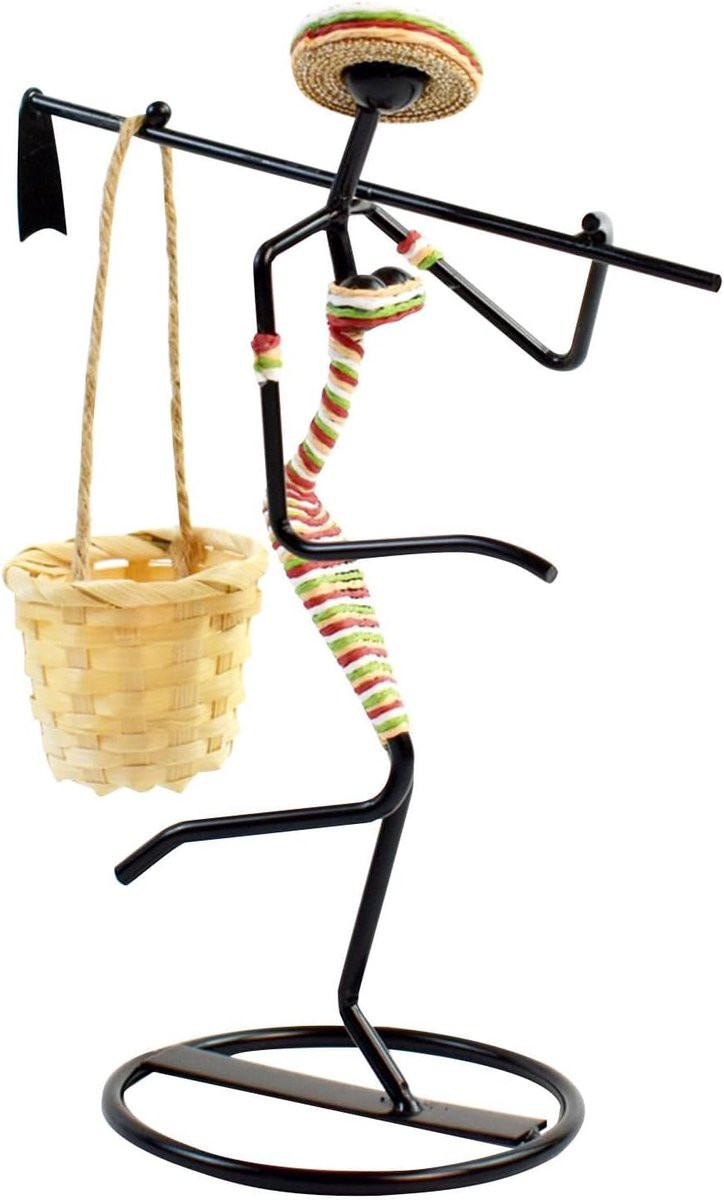 Zwarte abstracte vrouwenfiguur kandelaar voor interieurdecoratie, 25 cm lang