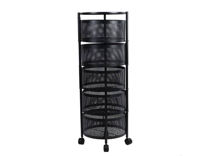 Desserte de cuisine - CURFAIR - 5 niveaux - Pliable avec roulettes - Acier au carbone - Noir