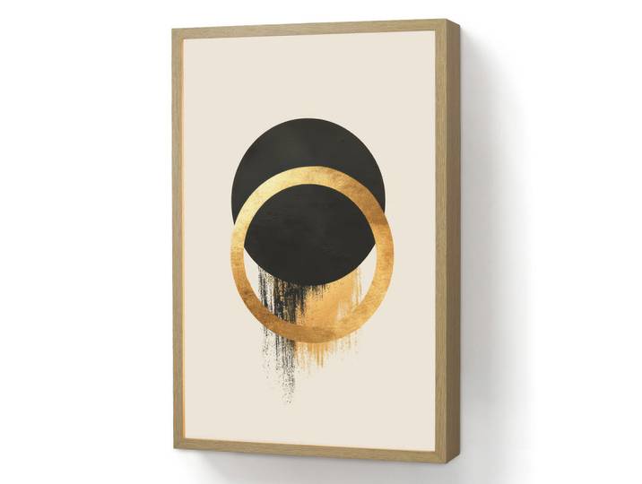 OnlyWow Wandleuchte MIT Akku Abstraktes Design - Schwarzer Kreis - Farbflecken 40x60 cm, Creme, Rechteckig, LED integrated, 40x60x8 cm, Lampen & Leuchten, Innenbeleuchtung, Wandleuchten