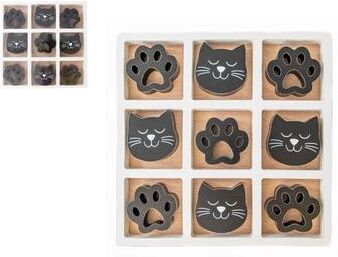 IH Casa Decor Wooden Tic Tac Toe Gameboard Cat - Set of 2