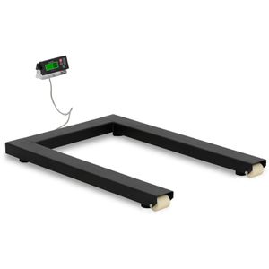 Steinberg-Systems Palettenwaage mit Tara-Funktion, Teilung 1kg, mit Rollen, batteriebetrieben Metall, LCD-Display, bis 3000 kg