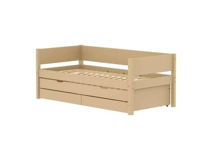 Banquette-lit - FLEXA - WHITE - 90x200 cm - Lit gigogne & 2 tiroirs - Beige sable