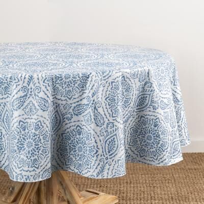 Threadmade Savannah Boho Paisley Printed Vinyl Indoor/Outdoor Tablecloth