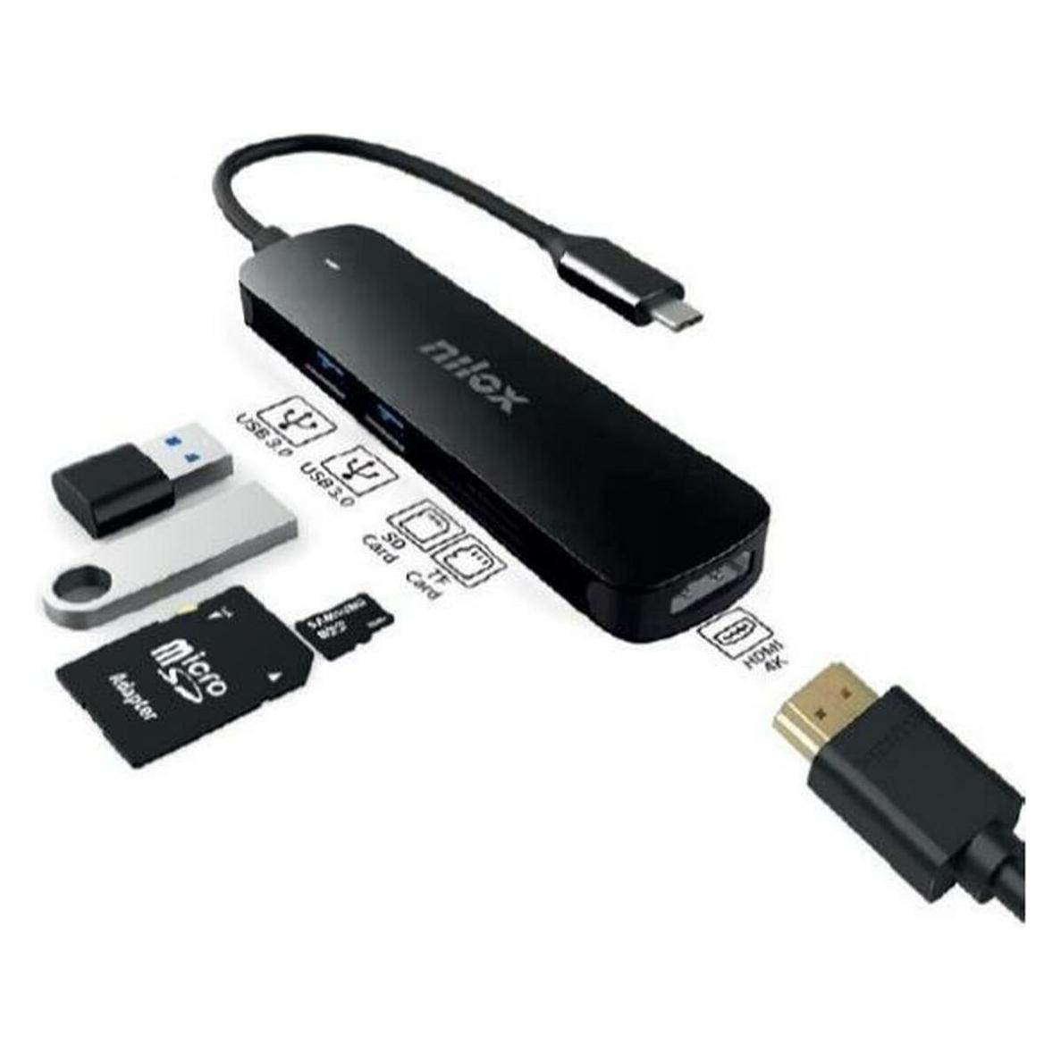 Nilox DOCK USB-C HDMI 2XUSB30 + SD/TF NXDSUSBC05 (USB-C, 5 Ports) (NXDSUSBC05)