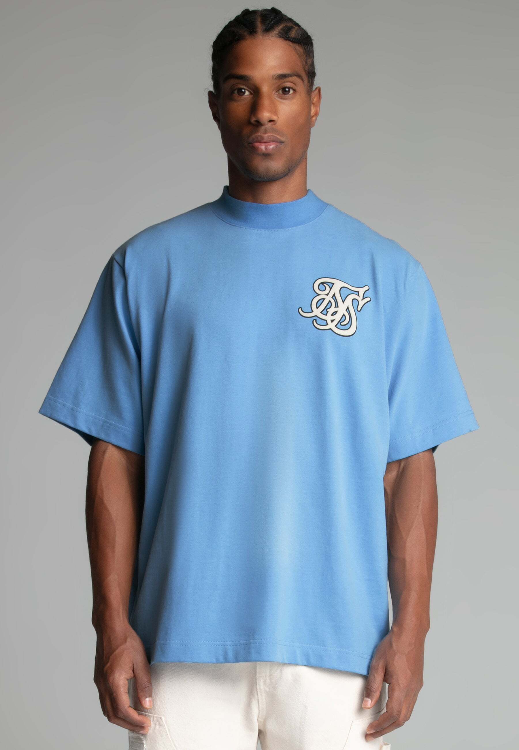 T-Shirt SIKSILK "Siksilk T-Shirt Logo T-Shirt", Herren, Gr. M, blau, Obermaterial: 100% Baumwolle CO., Shirts T-Shirt blau M