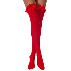 Overknee-Feinstrümpfe "Schleife", rot