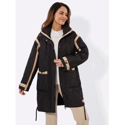Steppjacke INSPIRATIONEN, Damen, Gr. 44, schwarz, camel, 100% Polyester, Einsatz:100% Polyester, Wattierung:100% Polyester, unifarben, Jacken Steppjacke