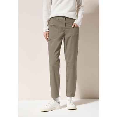 Paperbag-Hose CECIL, Damen, Gr. XXL, Länge 28, grau (smoky taupe), Web, 98% Baumwolle, 2% Elasthan, unifarben, comfort fit lang, Hosen Paperbag-Hose, mit großen Fronttaschen