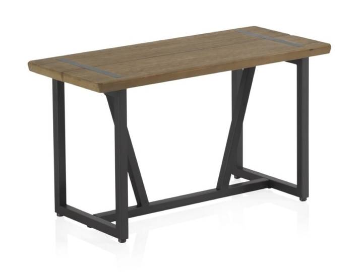 Petite banquette métallique avec assise en bois