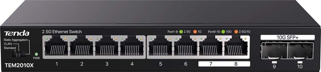 Tenda TEM2010X Network Switch 2.5G Ethernet Desktop Black