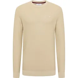 MUSTANG Herren Strickpullover - Elliot, Flat Knit, Baumwolle, Rundhals, einfarbig Hellgrau / M