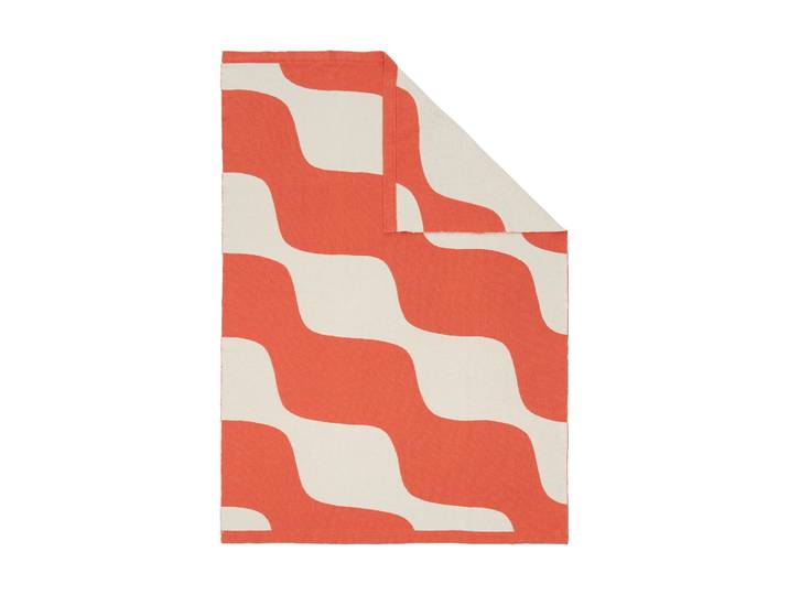 Marimekko Plaid Taifuuni Off white-orange red, 140x180 cm