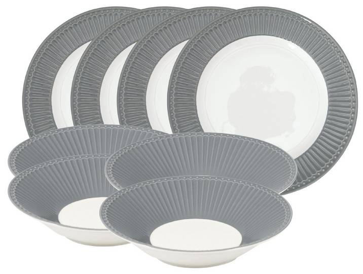 Greengate Teller-Set Alice Tafelset stone grey 8tlg, Steinzeug