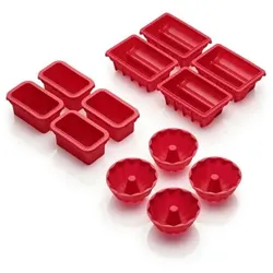 COOLINATO 12tlg. Mini-Backset Platin Silikon bis 230°C inkl. 4 Rezepte
