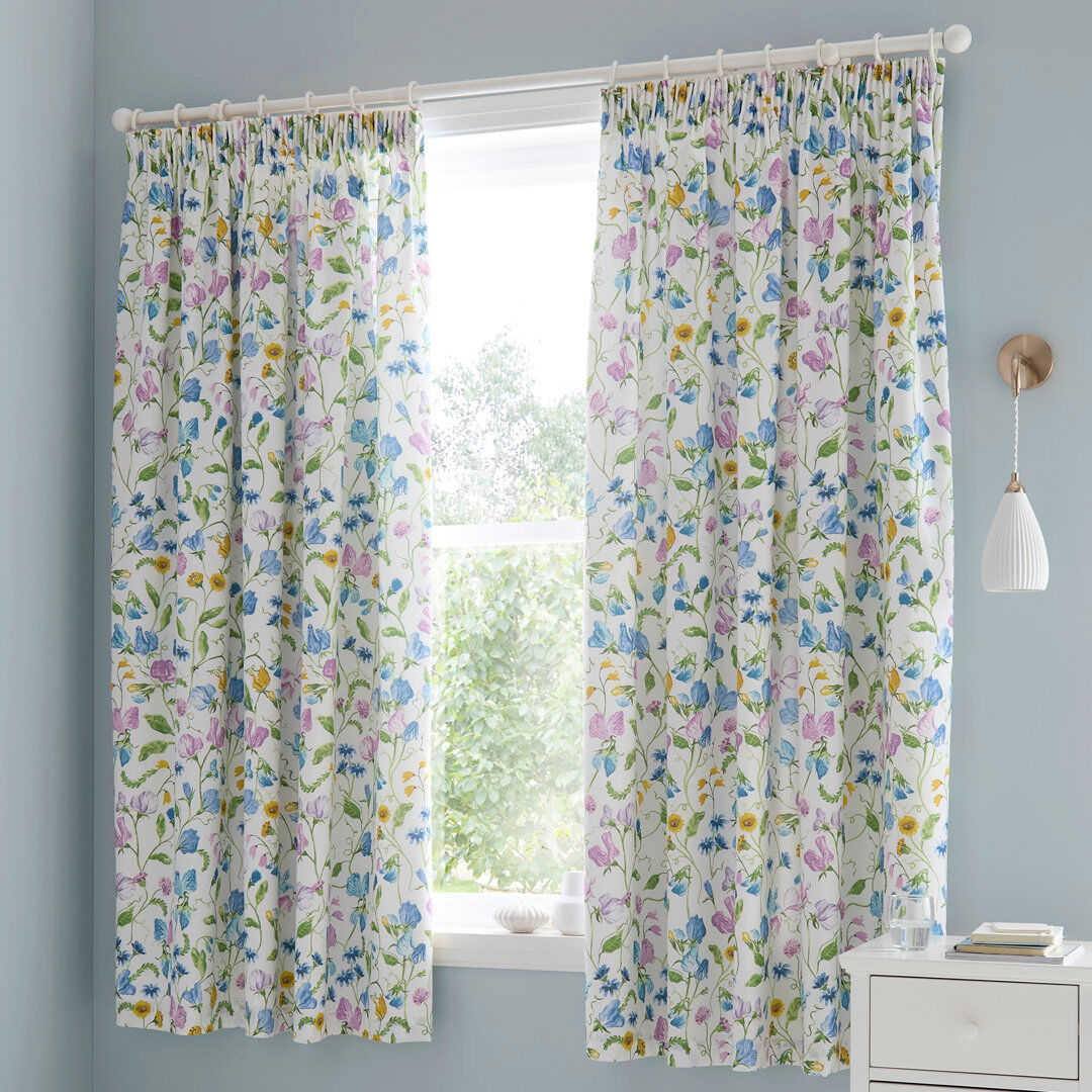 Lily Manor 100% Cotton Curtain Panel Pair Lilac 183cm W X 168cm H
