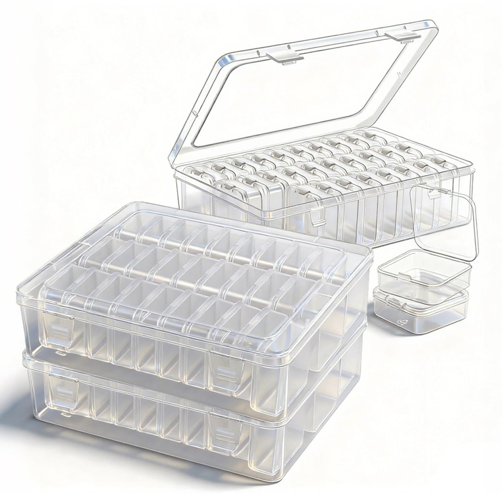Dripio Set van 3 Stapelbare Opbergboxen met Deksel, Transparant, Kunststof