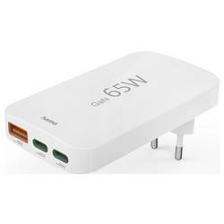 hama 00201976 Schnellladegerät, 2x USB-C, 1x USB-A, flaches Mini-Ladegerät, PD, 65 W, WS
