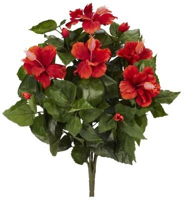 Nearly Natural "20"" Hibiscus Artificial Plant (Set of 4) - h: 20 in. w: 15 in. d: 13 in"