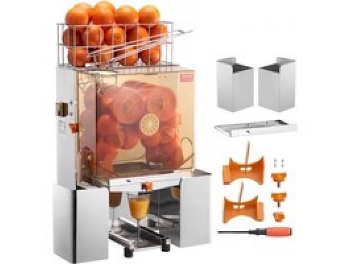 VEVOR Presse-Agrumes Électrique Commercial 120 W Extracteur de Jus Alimentation Automatique avec Filtre Extractible et Seau de Collecte d'Épluchure pour Orange Pamplemousse Restaurant Café Fruiterie